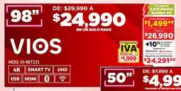Soriana Híper VIOS smart tv 98" oferta