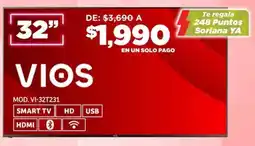 Soriana Híper VIOS smart tv 32" oferta