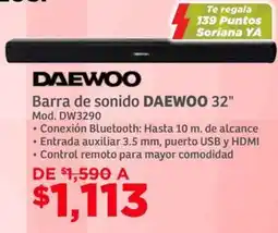 Soriana Híper DAEWOO barra de sonido 32" oferta