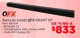 Soriana Híper Qfx smart barra de sonido 38" oferta