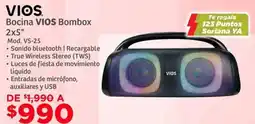 Soriana Híper Vios bocina bombox 2x5" oferta