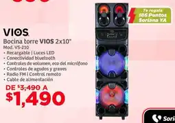 Soriana Híper Vios bocina torre 2x10" oferta