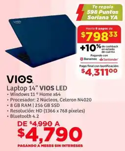 Soriana Híper Vios led laptop 14" oferta