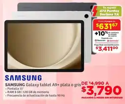 Soriana Híper Samsung galaxy tablet A9+ plata o gris oferta