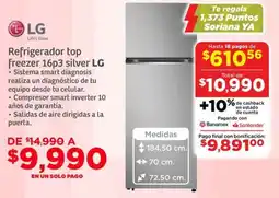 Soriana Híper LG refrigerador top freezer 16p3 silver oferta