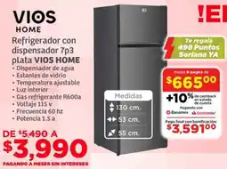 Soriana Híper Vios home refrigerador con dispensador 7p3 oferta