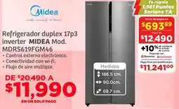 Soriana Híper Midea refrigerador duplex 17p3 inverter oferta