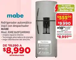 Soriana Híper Mabe refrigerador automático 14p3 con despachador oferta
