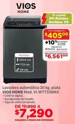 Soriana Híper Vios home lavadora automática oferta