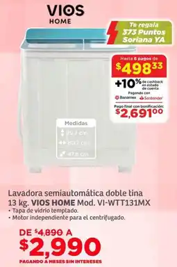 Soriana Híper Vios home lavadora semiautomática doble tina oferta