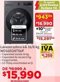 Soriana Híper LG lavasecadora oferta