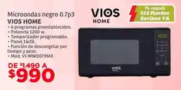 Soriana Híper Vios home microondas negro 0.7p3 oferta