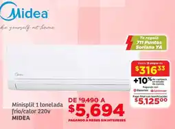 Soriana Híper Midea Minisplit 1 tonelada frío/calor oferta