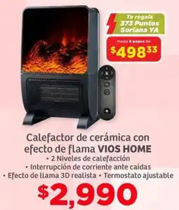 Soriana Híper Vios home calefactor de cerámica con efecto de flama oferta