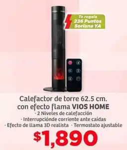 Soriana Híper Vios home calefactor de torre con efecto flama oferta