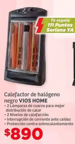 Soriana Híper Vios home calefactor de halógeno negro oferta