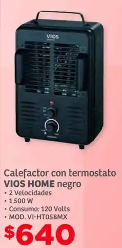 Soriana Híper Vios home calefactor con termostato negro oferta