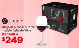 Soriana Híper Libbey juego de 6 copas modelo delicate wine oferta