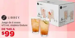 Soriana Híper Libbey juego de 6 vasos oferta