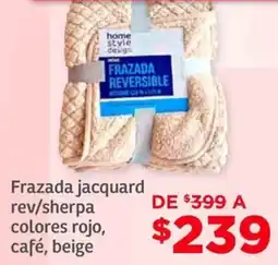 Soriana Híper Frazada jacquard rev/sherpa colores rojo, café, beige oferta