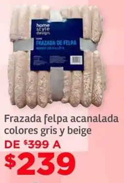 Soriana Híper Home style design razada felpa acanalada colores gris y beige oferta