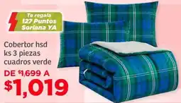 Soriana Híper Cobertor hsd ks cuadros verde oferta