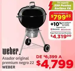 Soriana Híper Weber asador original premium negro 22 oferta