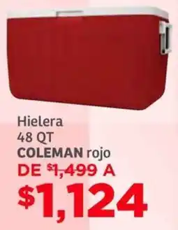 Soriana Híper Coleman hielera 48 qt rojo oferta