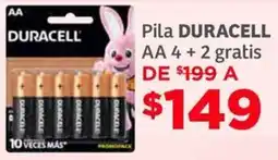Soriana Híper Duracell pila AA4 + 2 gratis oferta