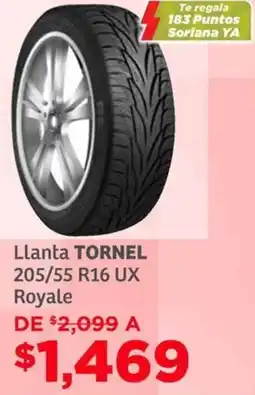 Soriana Híper Tornel llanta 205/55 r16 ux royale oferta