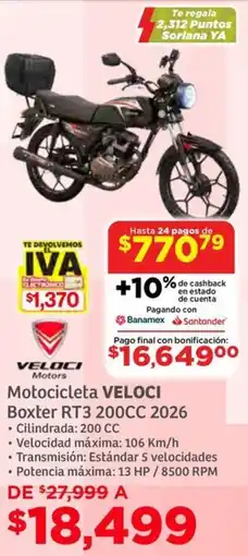 Soriana Híper Veloci motocicleta oferta