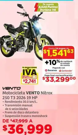 Soriana Híper Vento motocicleta nitrox 250 T3 2026 19HP oferta