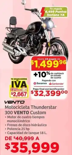 Soriana Híper Vento motocicleta thunderstar 300 custom oferta