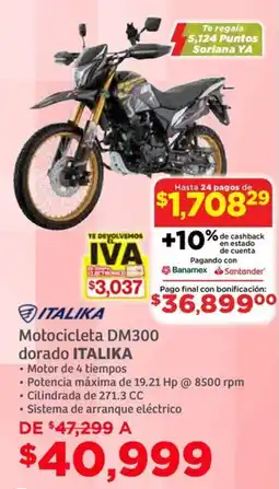 Soriana Híper Italika motocicleta DM300 dorado oferta