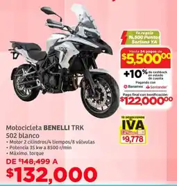 Soriana Híper Benelli trk motocicleta 502 blanco oferta