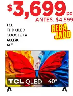 HEB Tcl fhd qled google tv 40" oferta