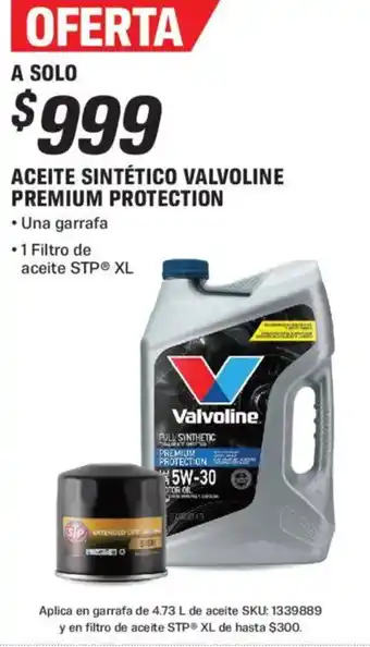 Aceite sintético valvoline premium protection