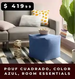 Waldos Pouf cuadrado, color azul, room essentials oferta