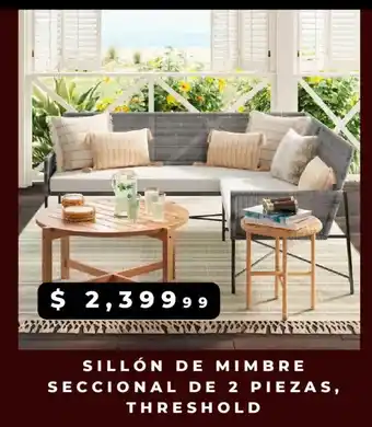 Waldos Sillón de mimbre seccional de 2 piezas, threshold oferta