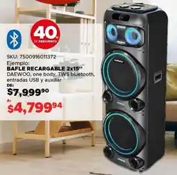 Woolworth Daewoo bafle recargable 2x15" oferta