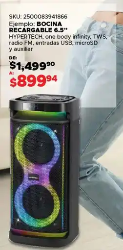 Woolworth Hypertech bocina recargable 6.5" oferta