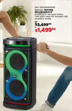 Woolworth Hypertech bocina recargable 8"' oferta