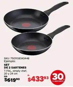 Woolworth T-fal simply chef set de 2 sartenes oferta