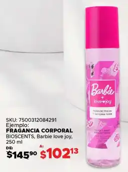 Woolworth Bioscents fragancia corporal barbie love joy oferta