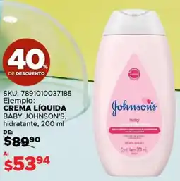 Woolworth Johnson's crema líquida baby hidratante oferta