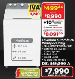 Soriana Súper Whirlpool lavadora automática oferta