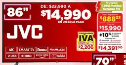 Soriana Súper Jvc smart tv 86" oferta