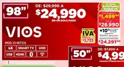Soriana Súper Vios smart tv 98" oferta