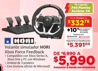 Soriana Súper Hori volante simulador xbox force feedback oferta