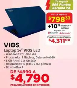 Soriana Súper Vios laptop 14" oferta